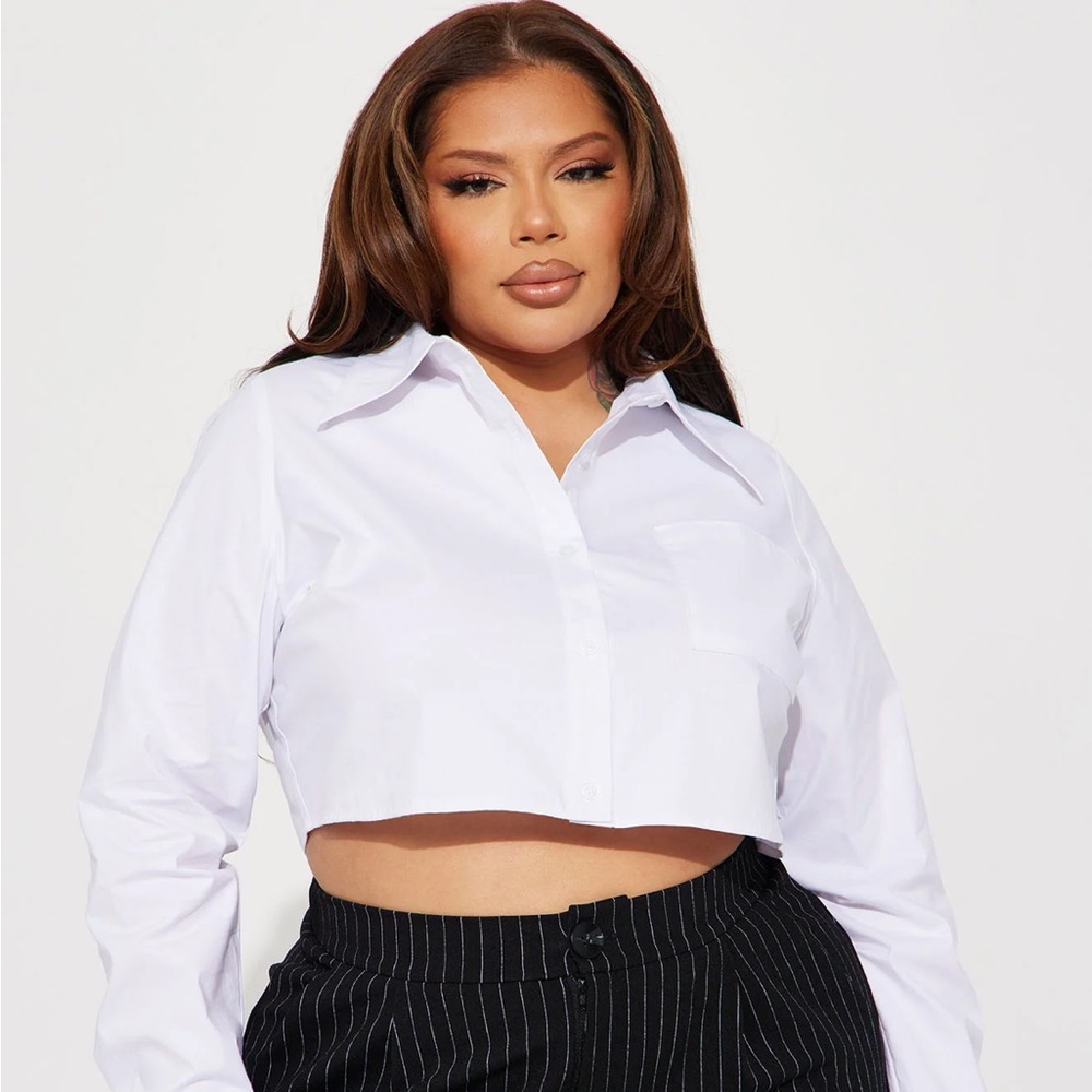 White cropped button up NWT